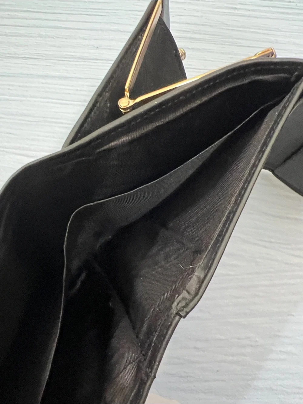 🦆 DOONEY & BOURKEY 90’S AWL PEBBLE TRIFOLD BLACK KISSLOCK POUCH COIN BAG VINTAGE